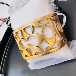 Coach Vintage Gold Cuff Bracelet with Classic C design- signed